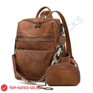 Faux Leather Backpack Purse Convertible Work Travel Handbag Chic Minimal